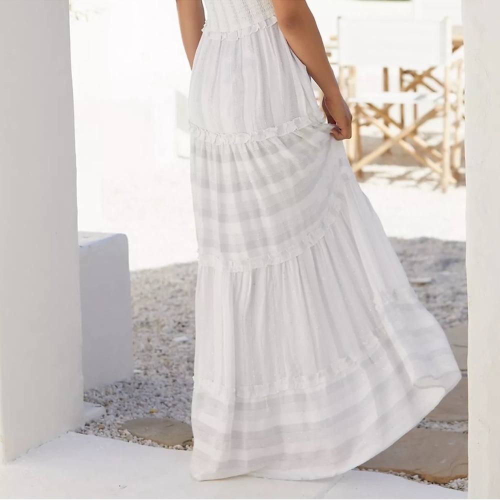 ANTHROPOLOGIE PQ Victoria Smocked Ruffles Coverup Sequins Maxi Dress M/L NWT - Picture 8 of 11